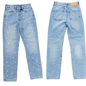 H&M &Denim High-Rise Vintage Fit Straight-Leg Embellished Jeans Size 26